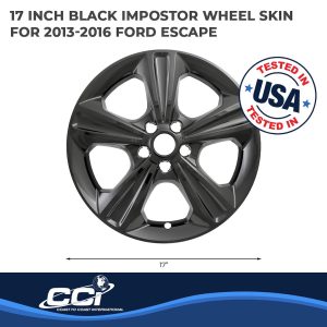 Coast to Coast Wheel Skin, Impostor ®, 17 Inch, 5 Spokes, Snap-On, Painted, Gloss Black, ABS Plastic, Set of 4 – IWCIMP371BLK