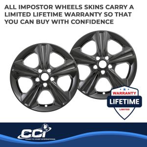 Coast to Coast Wheel Skin, Impostor ®, 17 Inch, 5 Spokes, Snap-On, Painted, Gloss Black, ABS Plastic, Set of 4 – IWCIMP371BLK