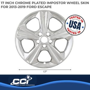 Coast to Coast Wheel Skin, Impostor ®, 17 Inch, 5 Spokes, Snap-On, Plated, Chrome, ABS Plastic, Set of 4 – IWCIMP371X