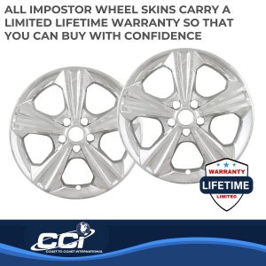 Coast to Coast Wheel Skin, Impostor ®, 17 Inch, 5 Spokes, Snap-On, Plated, Chrome, ABS Plastic, Set of 4 – IWCIMP371X