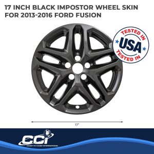 Coast to Coast Wheel Skin, Impostor ®, 17 Inch, 5 Split Spokes, Snap-On, Painted, Gloss Black, ABS Plastic, Set of 4 – IWCIMP372BLKN