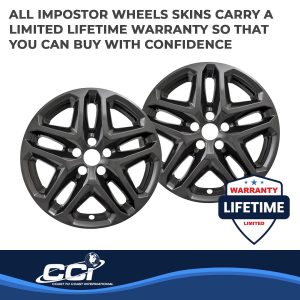 Coast to Coast Wheel Skin, Impostor ®, 17 Inch, 5 Split Spokes, Snap-On, Painted, Gloss Black, ABS Plastic, Set of 4 – IWCIMP372BLKN