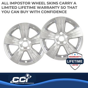 Coast to Coast Wheel Skin, Impostor ®, 17 Inch, 5 Spokes, Snap-On, Plated, Chrome, ABS Plastic, Set of 4 – IWCIMP373X