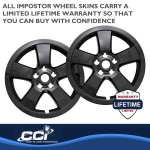 Coast to Coast Wheel Skin, Impostor ®, 16 Inch, 5 Spokes, Snap-On, Painted, Gloss Black, ABS Plastic, Set of 4 – IWCIMP375BLK