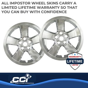 Coast to Coast Wheel Skin, Impostor ®, 16 Inch, 5 Spokes, Snap-On, Plated, Chrome, ABS Plastic, Set of 4 – IWCIMP375X