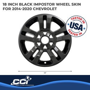 Coast to Coast Wheel Skin, Impostor ®, 18 Inch, 5 Double Spokes, Snap-On/Center Retention, Painted, Gloss Black, ABS Plastic, Set of 4 – IWCIMP377BLKN