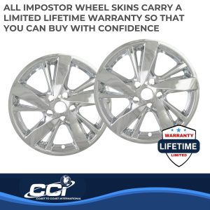 Coast to Coast Wheel Skin, Impostor ®, 17 Inch, 5 Double Spokes, Snap-On, Plated, Chrome, ABS Plastic, Set of 4 – IWCIMP378X