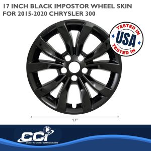 Coast to Coast Wheel Skin, Impostor ®, 17 Inch, 10 Spokes, Snap-On, Painted, Gloss Black, ABS Plastic, Set of 4 – IWCIMP381BLK