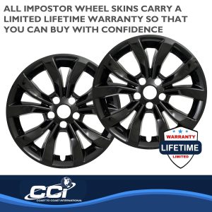Coast to Coast Wheel Skin, Impostor ®, 17 Inch, 10 Spokes, Snap-On, Painted, Gloss Black, ABS Plastic, Set of 4 – IWCIMP381BLK