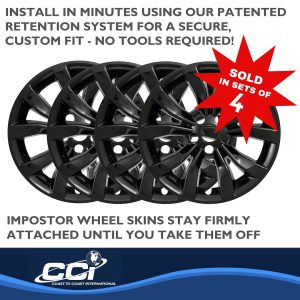 Coast to Coast Wheel Skin, Impostor ®, 17 Inch, 10 Spokes, Snap-On, Painted, Gloss Black, ABS Plastic, Set of 4 – IWCIMP381BLK
