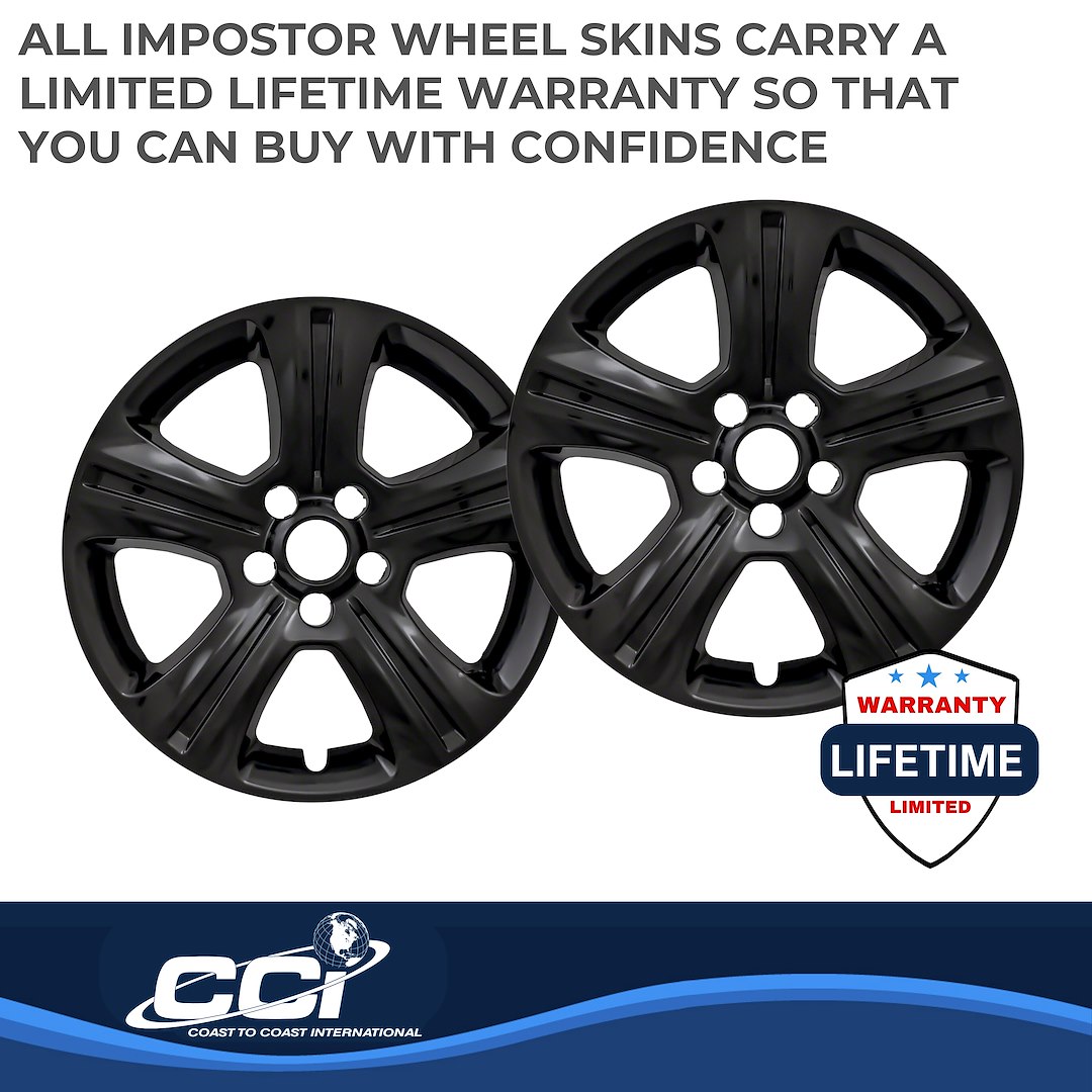 Coast to Coast Wheel Skin, Impostor ®, 17 Inch, 5 Split Spokes, Snap-On, Painted, Gloss Black, ABS Plastic, Set of 4 – IWCIMP383B