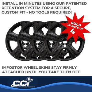 Coast to Coast Wheel Skin, Impostor ®, 17 Inch, 5 Split Spokes, Snap-On, Painted, Gloss Black, ABS Plastic, Set of 4 – IWCIMP383B