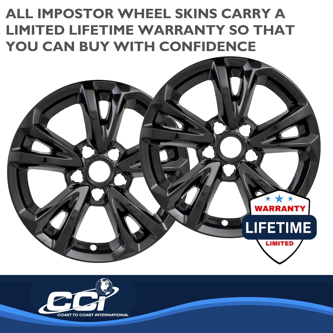 Coast to Coast Wheel Skin, Impostor ®, 17 Inch, 5 V Spokes, Snap-On, Painted, Gloss Black, ABS Plastic, Set of 4 – IWCIMP384BLK