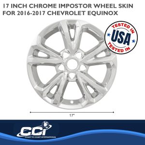 Coast to Coast Wheel Skin, Impostor ®, 17 Inch, 5 V Spokes, Snap-On, Plated, Chrome, ABS Plastic, Set of 4 – IWCIMP384X