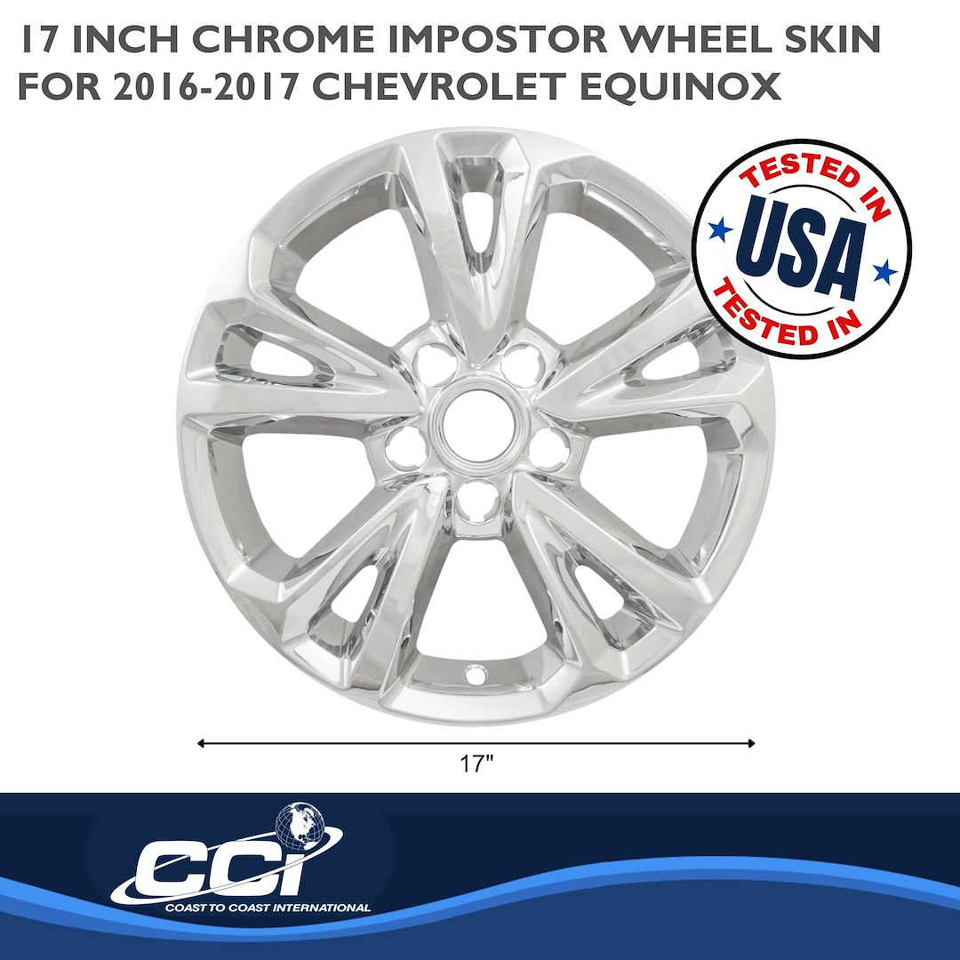 Coast to Coast Wheel Skin, Impostor ®, 17 Inch, 5 V Spokes, Snap-On, Plated, Chrome, ABS Plastic, Set of 4 – IWCIMP384X
