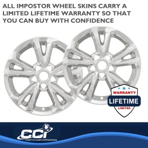 Coast to Coast Wheel Skin, Impostor ®, 17 Inch, 5 V Spokes, Snap-On, Plated, Chrome, ABS Plastic, Set of 4 – IWCIMP384X