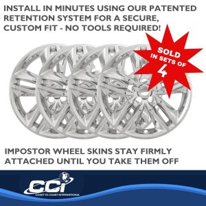 Coast to Coast Wheel Skin, Impostor ®, 18 Inch, 5 Double Spokes, Snap-On, Plated, Chrome, ABS Plastic, Set of 4 – IWCIMP385X