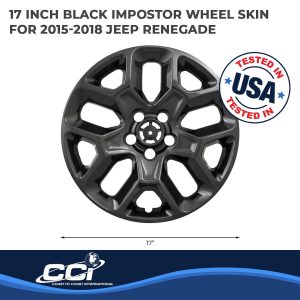 Coast to Coast Wheel Skin, Impostor ®, 17 Inch, 10 Vent, Snap-On/Center Retention, Painted, Gloss Black, ABS Plastic, Set of 4 – IWCIMP386BLK