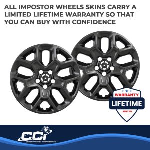 Coast to Coast Wheel Skin, Impostor ®, 17 Inch, 10 Vent, Snap-On/Center Retention, Painted, Gloss Black, ABS Plastic, Set of 4 – IWCIMP386BLK