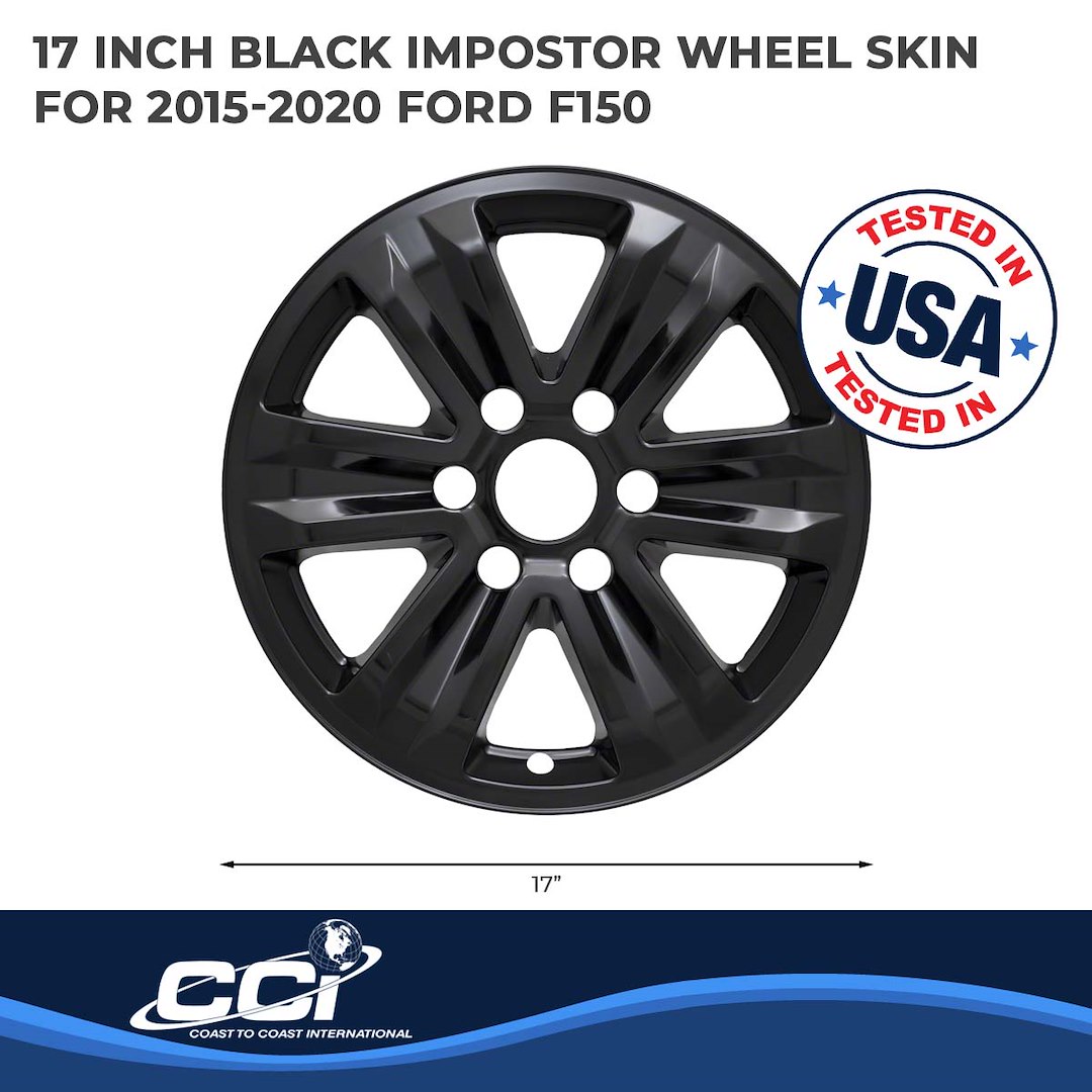 Coast to Coast Wheel Skin, Impostor ®, 17 Inch, 6 Spokes, Snap-On, Painted, Gloss Black, ABS Plastic, Set of 4 – IWCIMP387BLK