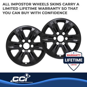 Coast to Coast Wheel Skin, Impostor ®, 17 Inch, 6 Spokes, Snap-On, Painted, Gloss Black, ABS Plastic, Set of 4 – IWCIMP387BLK