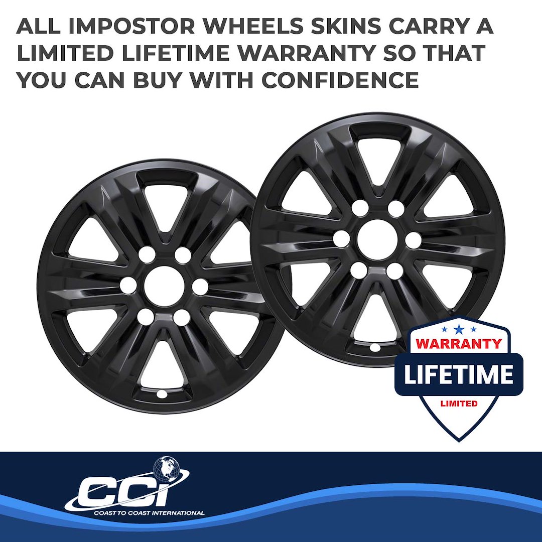 Coast to Coast Wheel Skin, Impostor ®, 17 Inch, 6 Spokes, Snap-On, Painted, Gloss Black, ABS Plastic, Set of 4 – IWCIMP387BLK