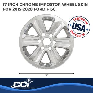 Coast to Coast Wheel Skin, Impostor ®, 17 Inch, 6 Spokes, Snap-On, Plated, Chrome, ABS Plastic, Set of 4 – IWCIMP387X