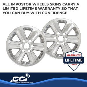 Coast to Coast Wheel Skin, Impostor ®, 17 Inch, 6 Spokes, Snap-On, Plated, Chrome, ABS Plastic, Set of 4 – IWCIMP387X