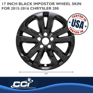 Coast to Coast Wheel Skin, Impostor ®, 17 Inch, 5 Split Spokes, Snap-On, Painted, Gloss Black, ABS Plastic, Set of 4 – IWCIMP388BLK