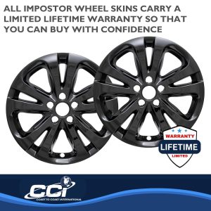 Coast to Coast Wheel Skin, Impostor ®, 17 Inch, 5 Split Spokes, Snap-On, Painted, Gloss Black, ABS Plastic, Set of 4 – IWCIMP388BLK