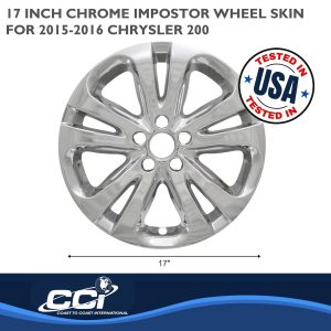 Coast to Coast Wheel Skin, Impostor ®, 17 Inch, 5 Split Spokes, Snap-On, Plated, Chrome, ABS Plastic, Set of 4 – IWCIMP388X