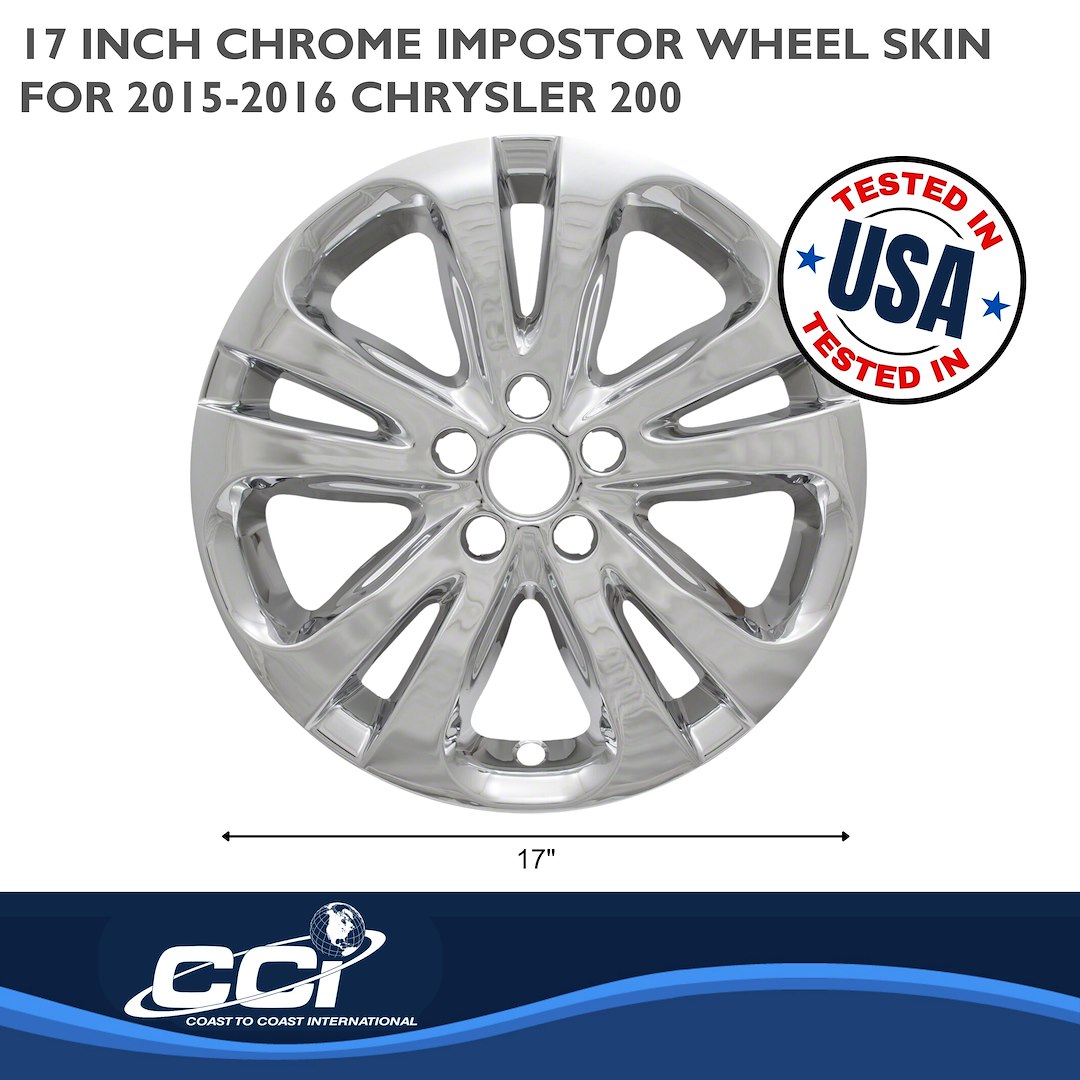 Coast to Coast Wheel Skin, Impostor ®, 17 Inch, 5 Split Spokes, Snap-On, Plated, Chrome, ABS Plastic, Set of 4 – IWCIMP388X