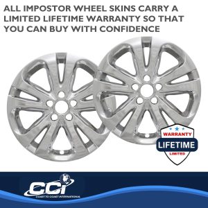 Coast to Coast Wheel Skin, Impostor ®, 17 Inch, 5 Split Spokes, Snap-On, Plated, Chrome, ABS Plastic, Set of 4 – IWCIMP388X