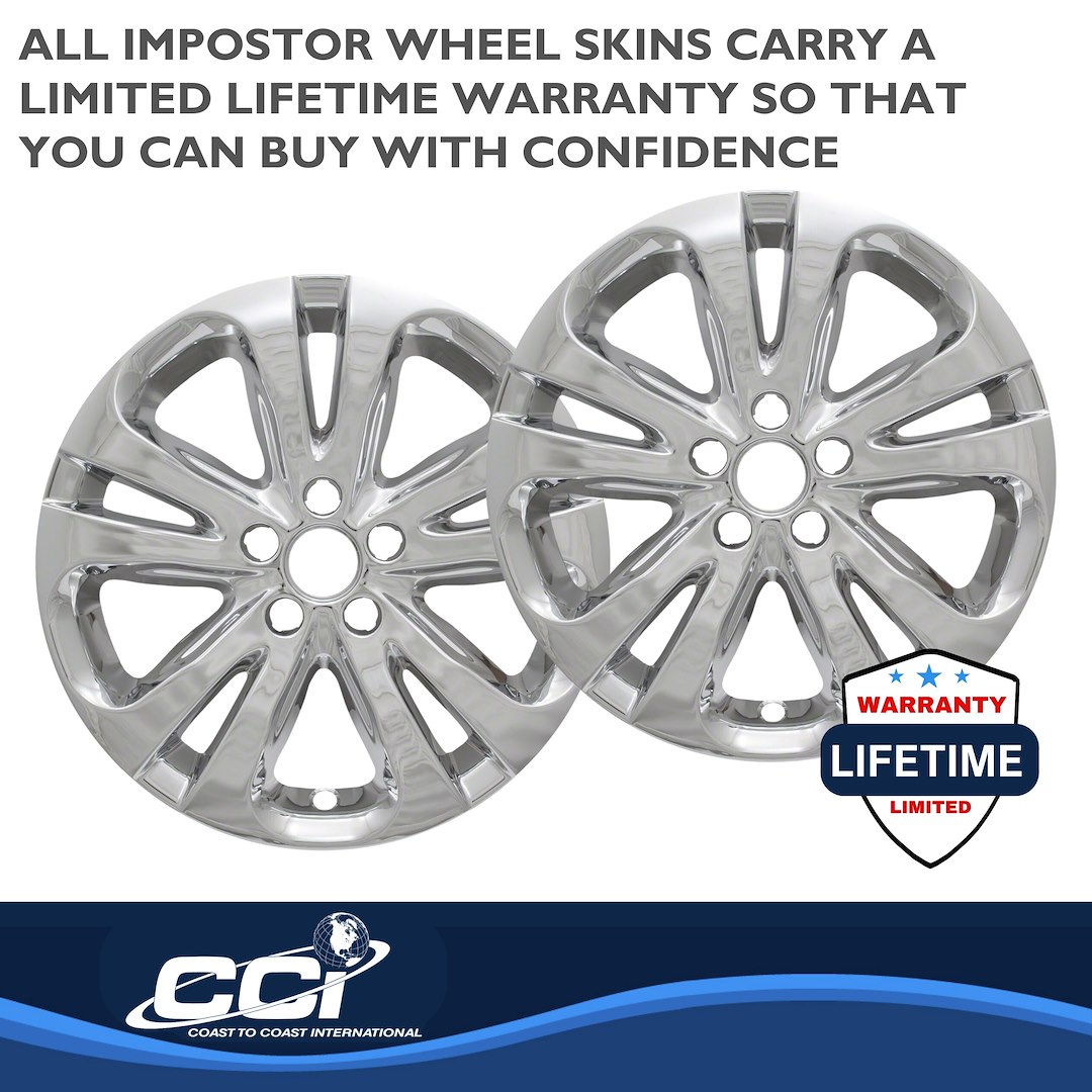 Coast to Coast Wheel Skin, Impostor ®, 17 Inch, 5 Split Spokes, Snap-On, Plated, Chrome, ABS Plastic, Set of 4 – IWCIMP388X