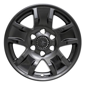 Coast to Coast Wheel Skin, Impostor ®, 17 Inch, 5 Spokes, Snap-On/Center Retention, Painted, Gloss Black, ABS Plastic, Set of 4 – IWCIMP390BLKN