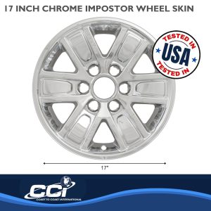 Coast to Coast Wheel Skin, Impostor ®, 17 Inch, 6 Spokes, Snap-On, Plated, Chrome, ABS Plastic, Set of 4 – IWCIMP391X