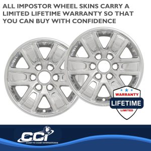 Coast to Coast Wheel Skin, Impostor ®, 17 Inch, 6 Spokes, Snap-On, Plated, Chrome, ABS Plastic, Set of 4 – IWCIMP391X