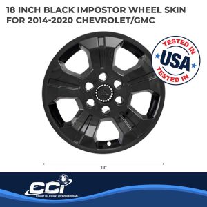 Coast to Coast Wheel Skin, Impostor ®, 18 Inch, 5 Spokes, Snap-On/Center Retention, Painted, Gloss Black, ABS Plastic, Set of 4 – IWCIMP392BLK