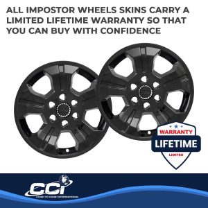Coast to Coast Wheel Skin, Impostor ®, 18 Inch, 5 Spokes, Snap-On/Center Retention, Painted, Gloss Black, ABS Plastic, Set of 4 – IWCIMP392BLK