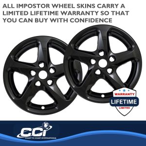 Coast to Coast Wheel Skin, Impostor ®, 16 Inch, 5 Spokes, Snap-On, Painted, Gloss Black, ABS Plastic, Set of 4 – IWCIMP394BLK
