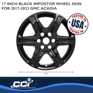 Coast to Coast Wheel Skin, Impostor ®, 17 Inch, 6 Spokes, Snap-On, Painted, Gloss Black, ABS Plastic, Set of 4 – IWCIMP395BLK