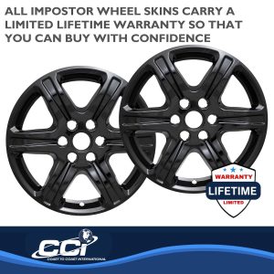 Coast to Coast Wheel Skin, Impostor ®, 17 Inch, 6 Spokes, Snap-On, Painted, Gloss Black, ABS Plastic, Set of 4 – IWCIMP395BLK