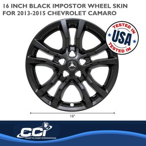 Coast to Coast Wheel Skin, Impostor ®, 18 Inch, 10 Spokes, Snap-On/Center Retention, Painted, Gloss Black, ABS Plastic, Set of 4 – IWCIMP398BLK
