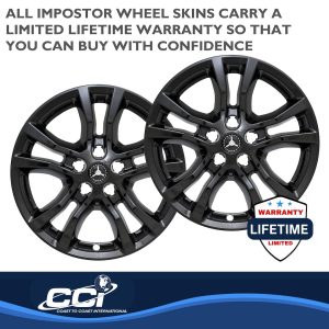 Coast to Coast Wheel Skin, Impostor ®, 18 Inch, 10 Spokes, Snap-On/Center Retention, Painted, Gloss Black, ABS Plastic, Set of 4 – IWCIMP398BLK