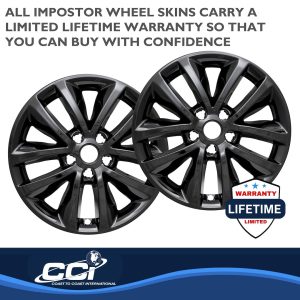 Coast to Coast Wheel Skin, Impostor ®, 17 Inch, 10 Spokes, Snap-On, Painted, Gloss Black, ABS Plastic, Set of 4 – IWCIMP399BLK