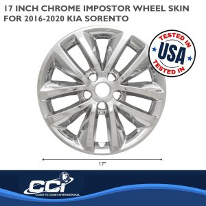 Coast to Coast Wheel Skin, Impostor ®, 17 Inch, 10 Spokes, Snap-On, Plated, Chrome, ABS Plastic, Set of 4 – IWCIMP399X
