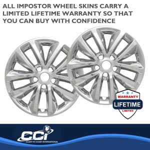 Coast to Coast Wheel Skin, Impostor ®, 17 Inch, 10 Spokes, Snap-On, Plated, Chrome, ABS Plastic, Set of 4 – IWCIMP399X