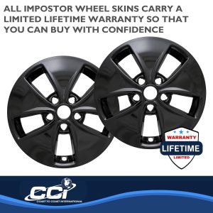 Coast to Coast Wheel Skin, Impostor ®, 16 Inch, 5 Flared Spokes, Snap-On, Painted, Gloss Black, ABS Plastic, Set of 4 – IWCIMP400BLK