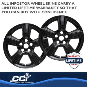 Coast to Coast Wheel Skin, Impostor ®, 18 Inch, 5 Spokes, Snap-On/Center Retention, Painted, Gloss Black, ABS Plastic, Set of 4 – IWCIMP401BLK