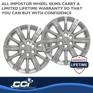 Coast to Coast Wheel Skin, Impostor ®, 18 Inch, 12 Spokes, Snap-On/Center Retention, Plated, Chrome, ABS Plastic, Set of 4 – IWCIMP402X